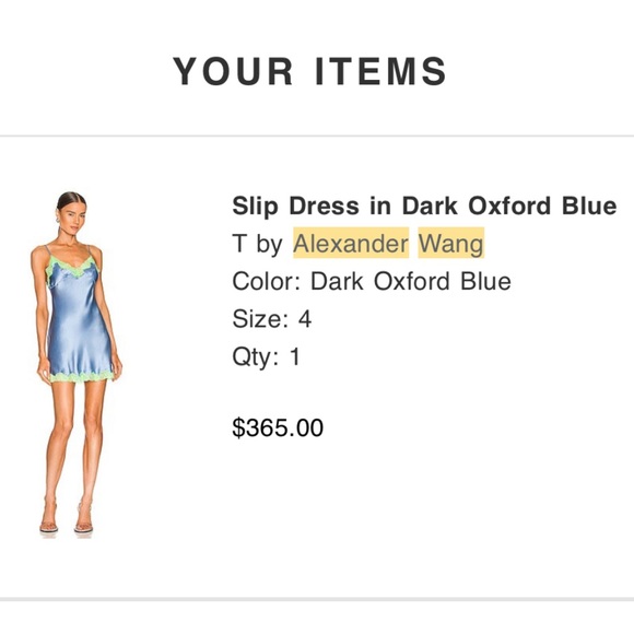 T by Alexander Wang Slip Dress in Dark Oxford Blue - Picture 3 of 10